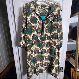 NWT Marni x H&M Hooded Green Anorak Style Silk Dress Size 8